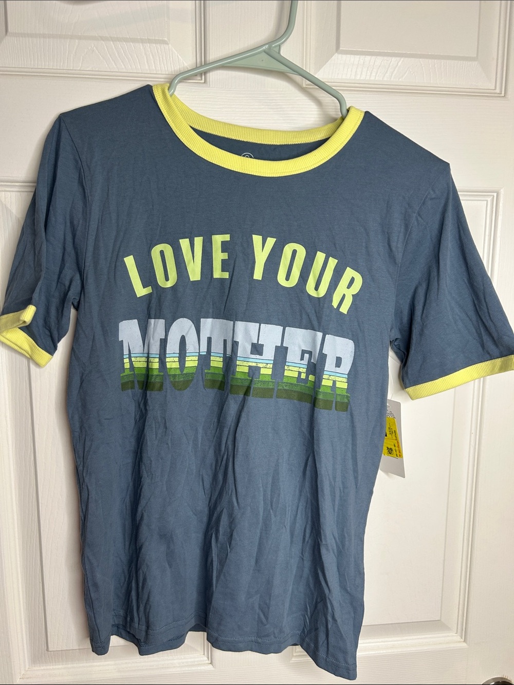 Treasure & Bond Blue Tee with Yellow Trim - LOVE YOUR MOTHER Graphic